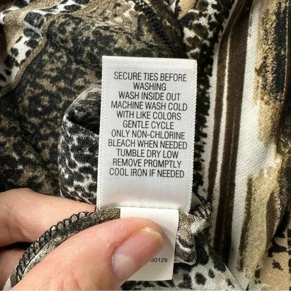 Dana Buchman Women’s Summer Dress Lg Brown Black White Sleeveless Unlined NWT - Picture 9 of 11